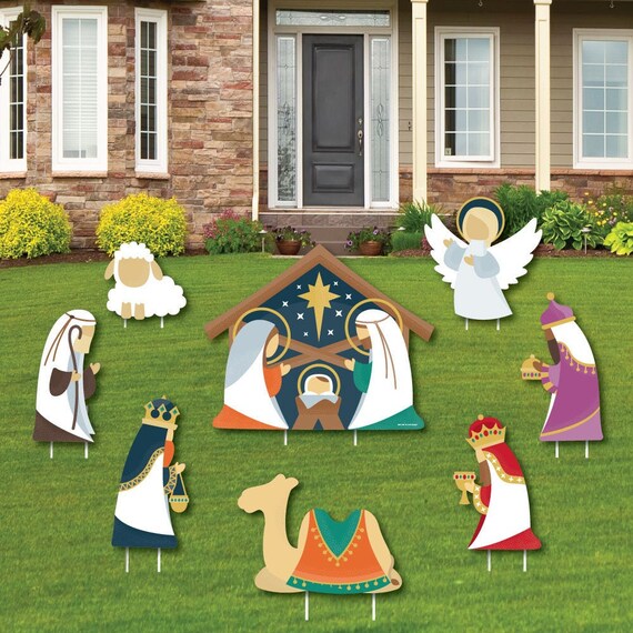 Holy Nativity Yard Sign And Outdoor Lawn Decorations Manger