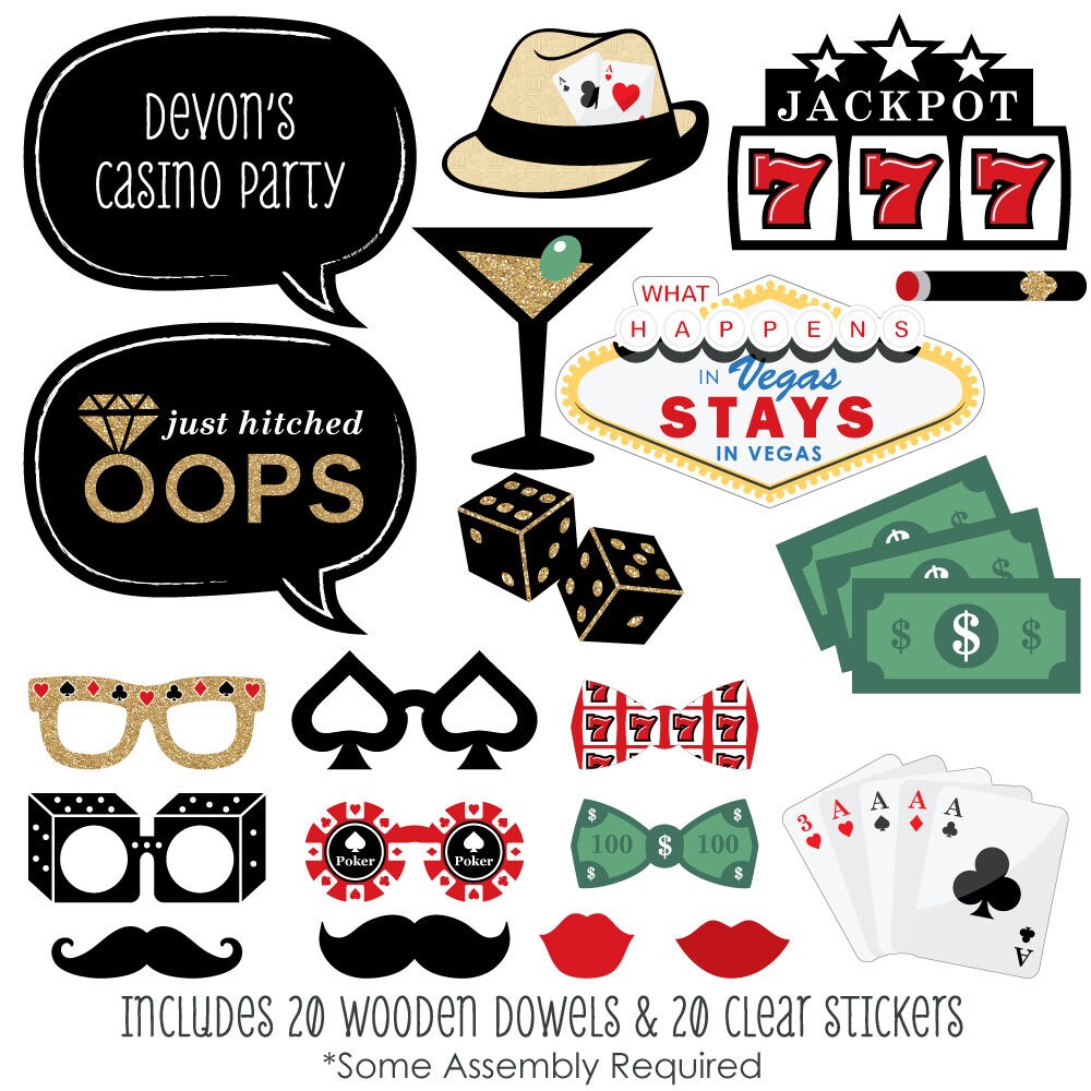 20 pc. Las Vegas Casino Photo Booth Props