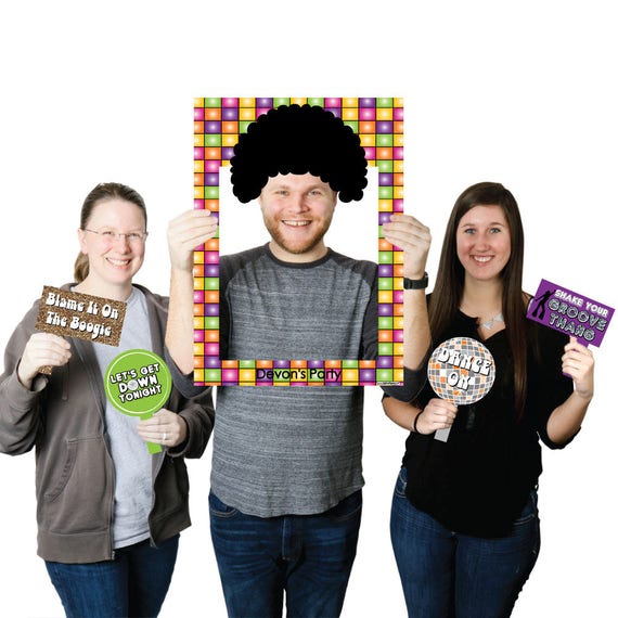 70's Disco - Personalized 70's Party Selfie Photo Booth Picture Frame & Props - Printed on Sturdy Material - Birthday and Prom Decorations Il_570xn