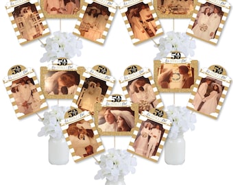 We Still Do - 50th Wedding Anniversary - Anniversary Party Picture Centerpiece Sticks - Photo Table Toppers - 15 Pieces