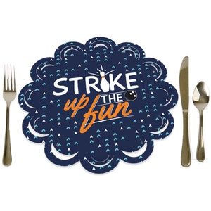 Strike Up the Fun - Bowling - Birthday Party or Baby Shower Round Table Decorations - Paper Chargers - Place Setting For 12