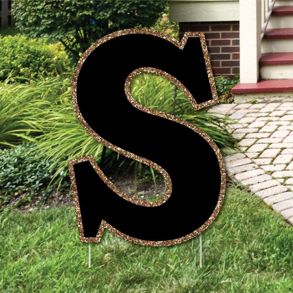 Yard Letter S Black and Gold 15.5 Letter Outdoor Etsy