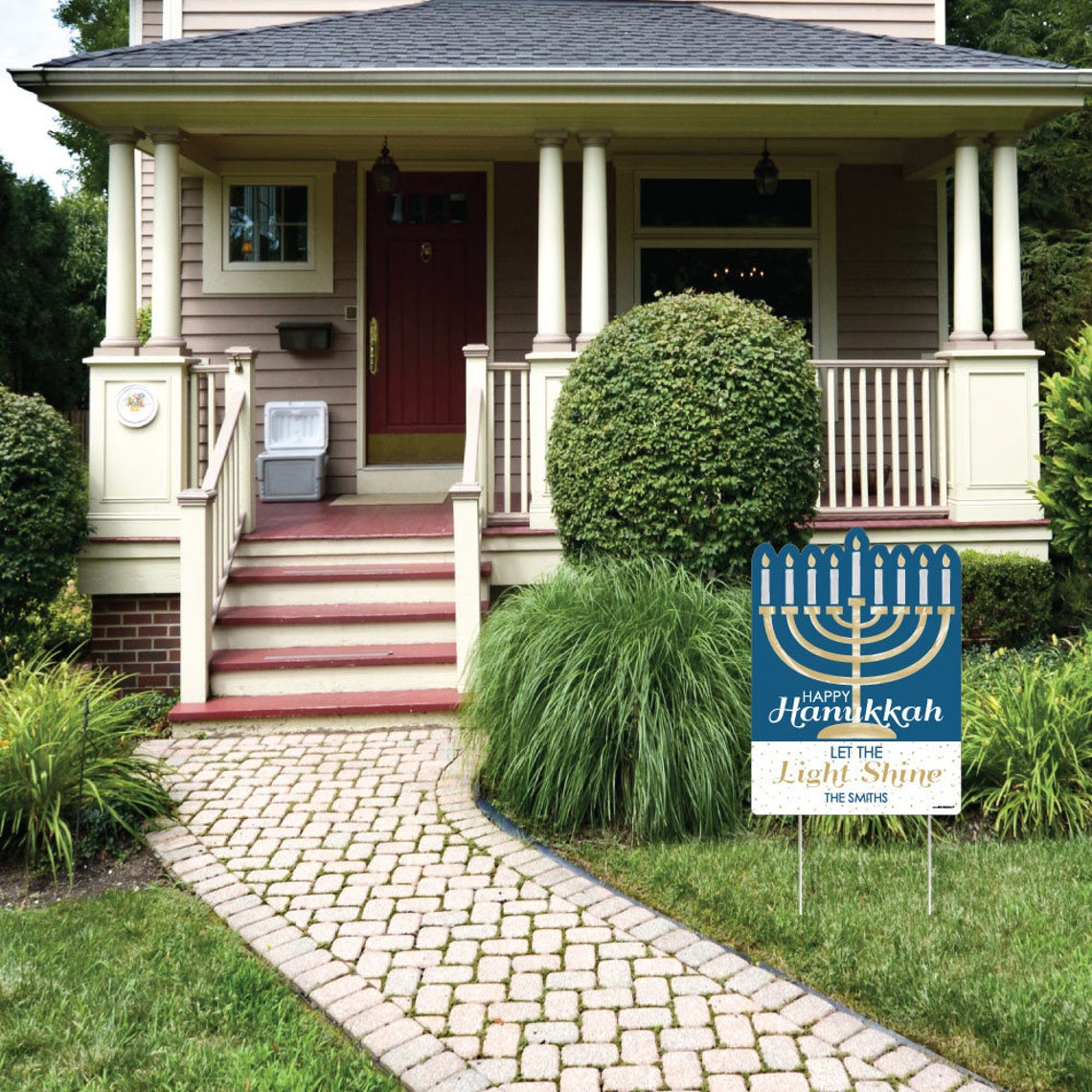 Hanukkah Lawn Decorations Personalized Chanukah Yard Sign Etsy