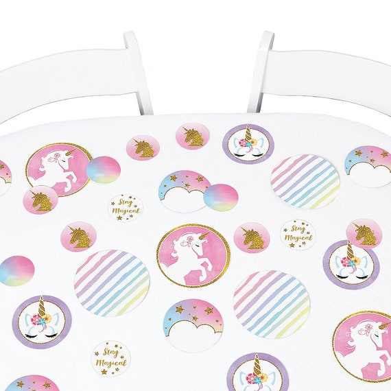 Rainbow Unicorn - Giant Circle Confetti - Magical Unicorn Baby Shower or Birthday Decorations - Large Confetti - Party Supplies -27 Ct Il_570xn
