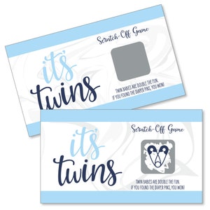 It’s Twin Boys - Blue Twins Baby Shower Game Scratch Off Cards - 22 Count