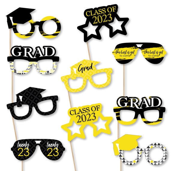 Yellow Grad Glasses - Best is Yet to Come - Yellow 2023 Paper Card Stock Graduation Party Photo Booth Props Kit - 10 Count Il_570xn