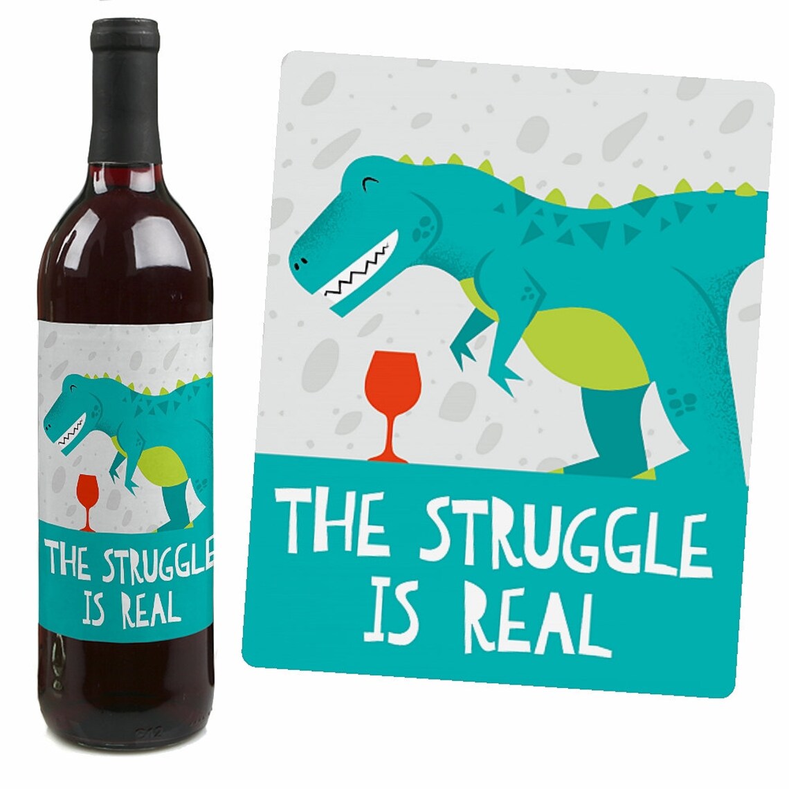 Roar Dinosaur Wine Bottle Labels Dino Mite Trex Wine Gifts Etsy