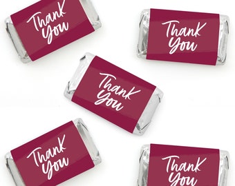 Burgundy Elegantly Simple - Mini Candy Bar Wrapper Stickers - Guest Party Favors Small Favors - 40 Count