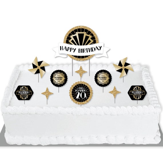 Roaring 20’s - 1920s Art Deco Jazz Birthday Party Cake Decorating Kit - Happy Birthday Cake Topper Set - 11 Pieces Il_570xn
