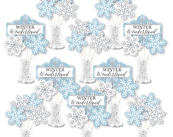 Winter Wonderland - Snowflake Holiday Party and Winter Wedding Centerpiece Sticks - Showstopper Table Toppers - 35 Pieces