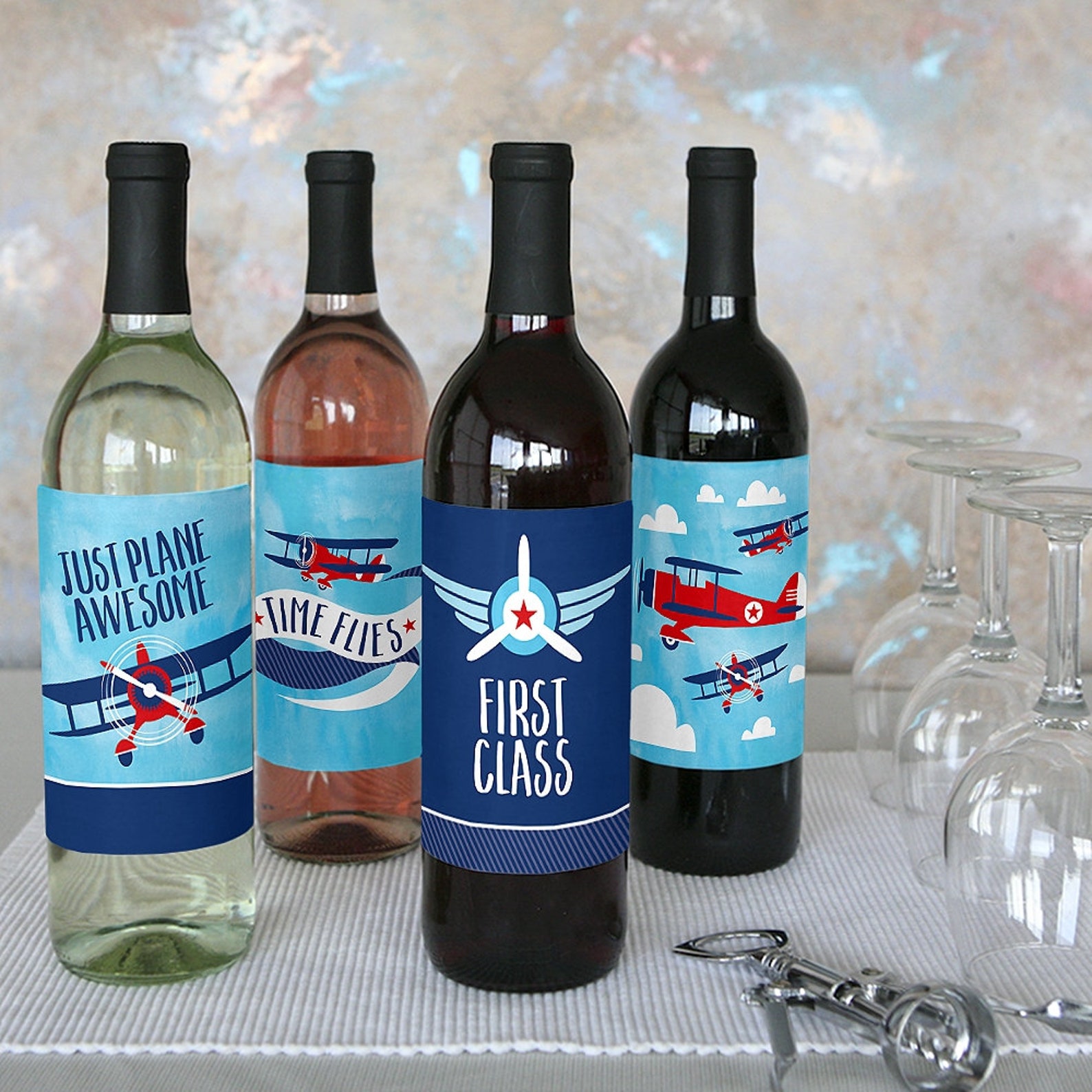 Taking Flight Airplane Wine Bottle Labels Vintage Plane Etsy