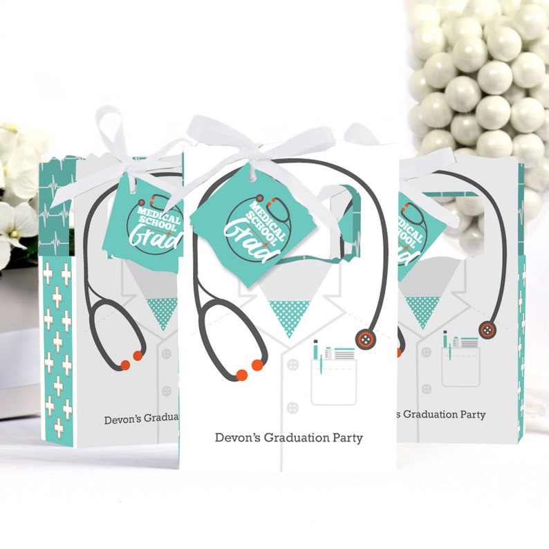 Medical School Grad Doctor Graduation Party Favor Boxes Etsy