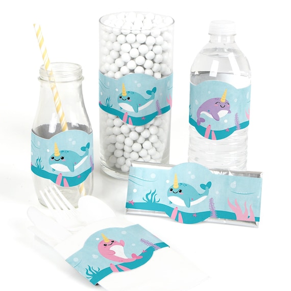 Narwhal Girl - DIY Party Supplies - Under the Sea Baby Shower or Birthday Party DIY Wrapper Favors & Decorations - DIY Favors - Set of 15 Il_570xn