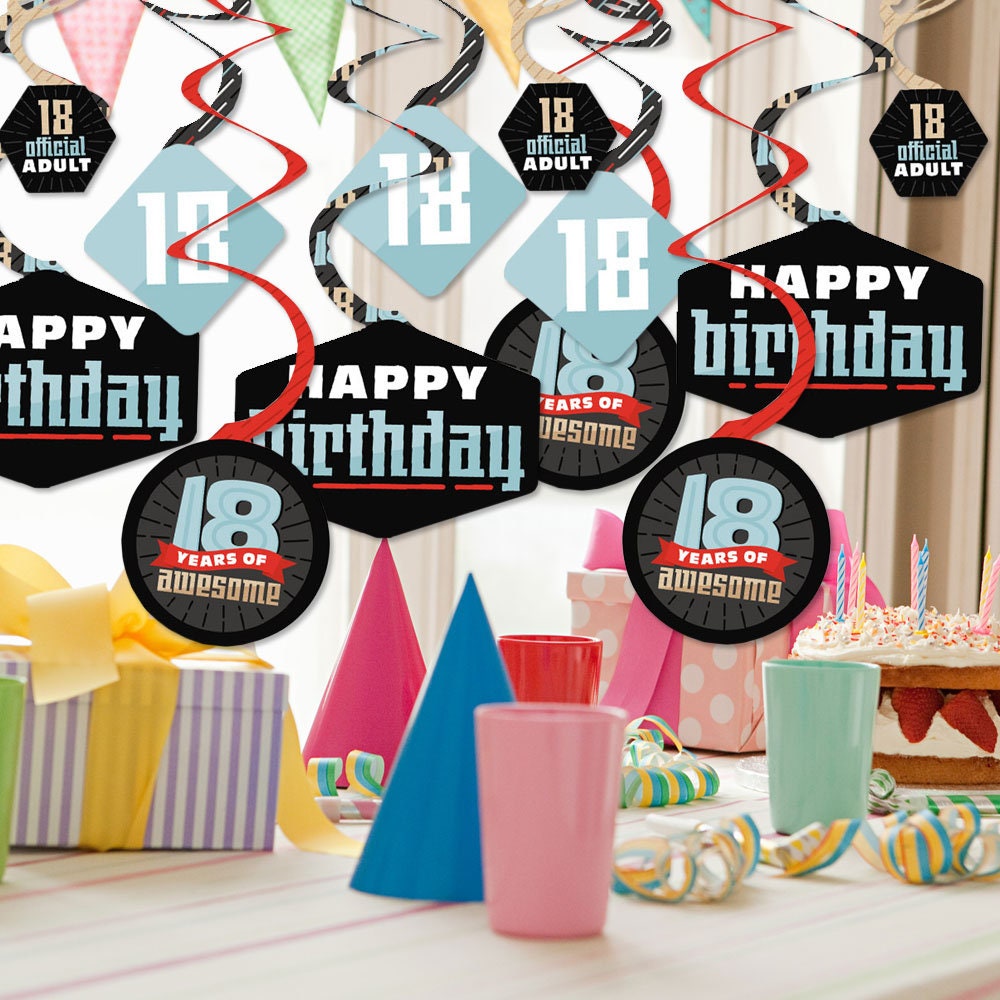 Boy 18th Birthday Eighteenth Birthday Party Hanging Decor | Etsy