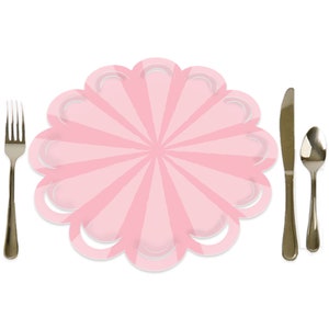Pink Stripes - Simple Party Round Table Decorations - Paper Chargers - Place Setting For 12