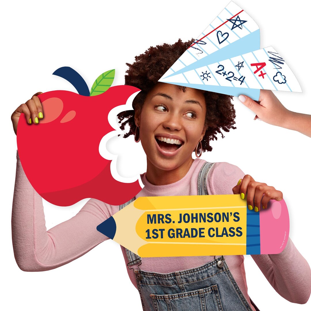 Custom school supplies paper airplane apple and pencil decorations