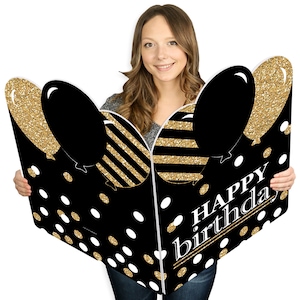 Adult Happy Birthday- Gold - Happy Birthday Big Greeting Card - Giant Shaped Jumborific Card - 16.5 x 22 inches