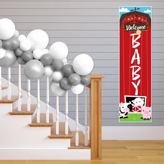 Farm Animals Barnyard Baby Shower Front Door Decoration Vertical