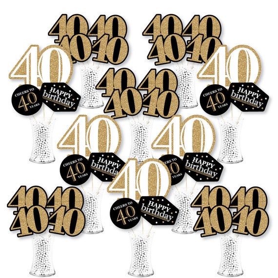 Adult 40th Birthday - Gold - Birthday Party Centerpiece Sticks - Showstopper Table Toppers - 35 Pieces Il_570xn