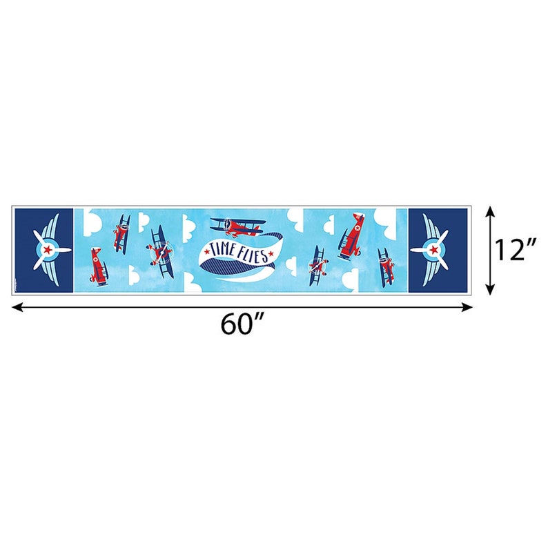 Taking Flight Airplane Petite Vintage Plane Baby Shower or Birthday Party Paper Table Runner 12 x 60 inches image 3