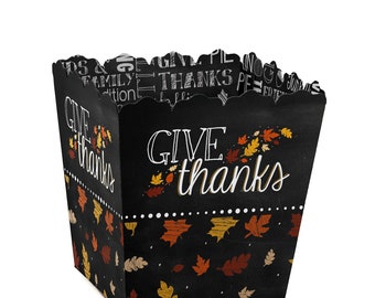 Give Thanks - Party Mini Favor Boxes - Thanksgiving Treat Candy Boxes - Set of 12