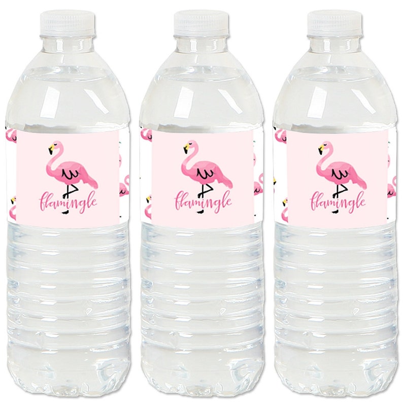 Pink Flamingo Water Bottle Sticker Labels Waterproof Self - Etsy UK