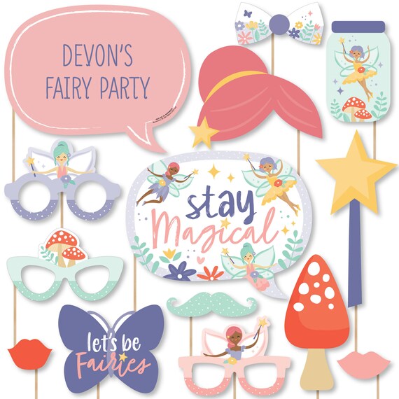 Let’s Be Fairies - Personalized Fairy Garden Birthday Party Photo Booth Props Kit - 20 Count Il_570xn