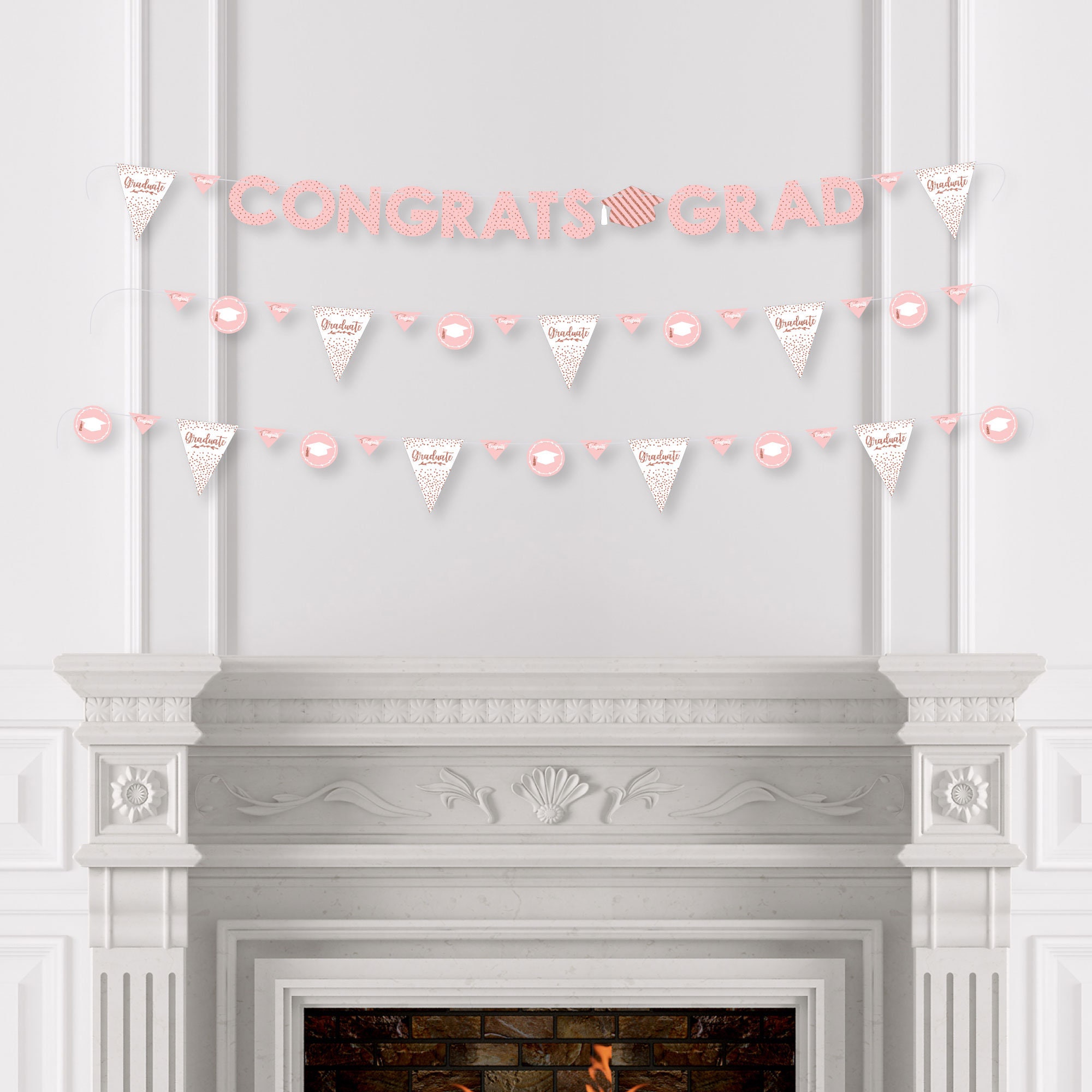 Rose Gold Grad - Graduation Party Letter Banner Decoration - 36 Banner ...