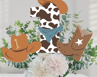 Mon premier rodéo - Bâtonnets pour centre de table pour 1er anniversaire de petit cow-boy - Décorations de table - Lot de 15