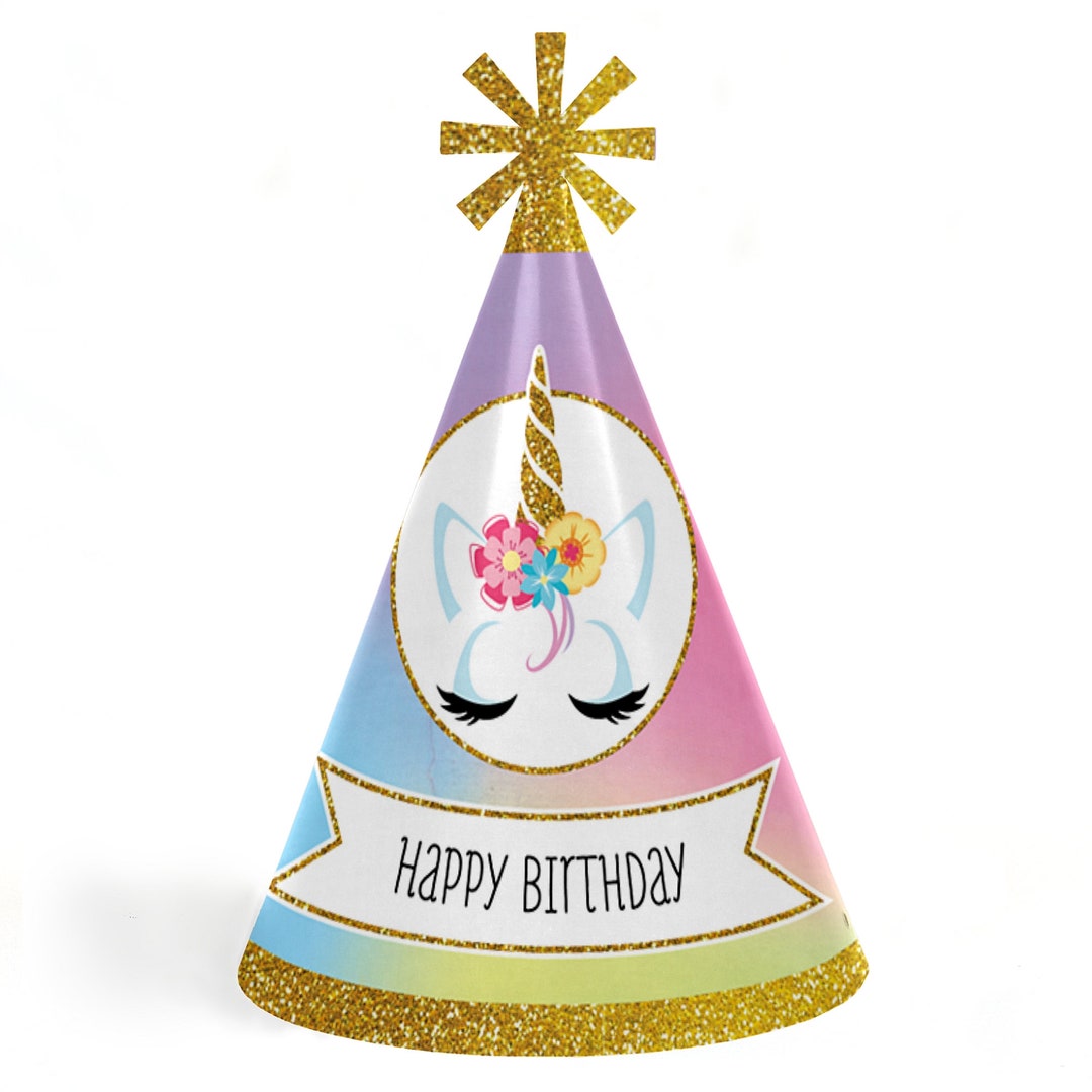 Rainbow Unicorn Birthday Party Cone Happy Birthday Party Hats