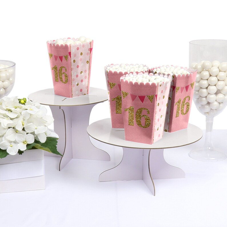 Sweet 1616th Birthday Party Favor Popcorn Treat Boxes Set Etsy