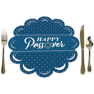 Happy Passover - Pesach Jewish Holiday Party Round Table Decorations - Paper Chargers - Place Setting For 12