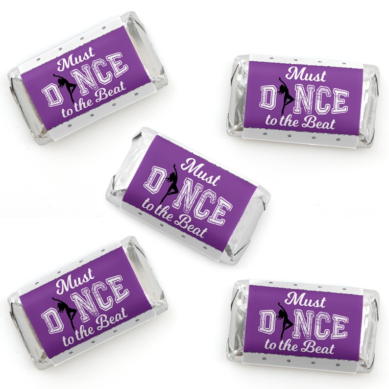 Must Dance to the Beat Dance Mini Candy Bar Wrappers Dance Party & Birthday Chocolate Miniature Candy Bar Labels 40 Ct image 1