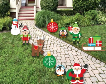 Very Merry Christmas - Lawn Decorations - Outdoor Holiday Santa Claus Yard Decorations - 10 Piece