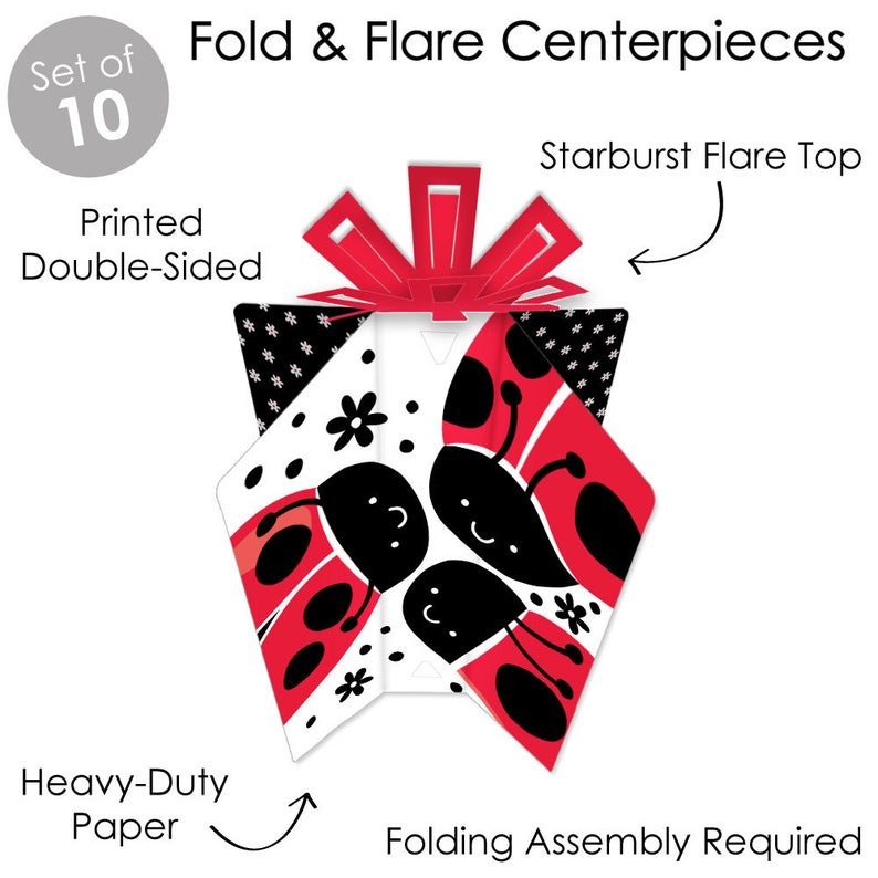 Baby Shower or Birthday Party Fold and Flare Centerpieces Happy Little Ladybug 10 Count Table Decorations