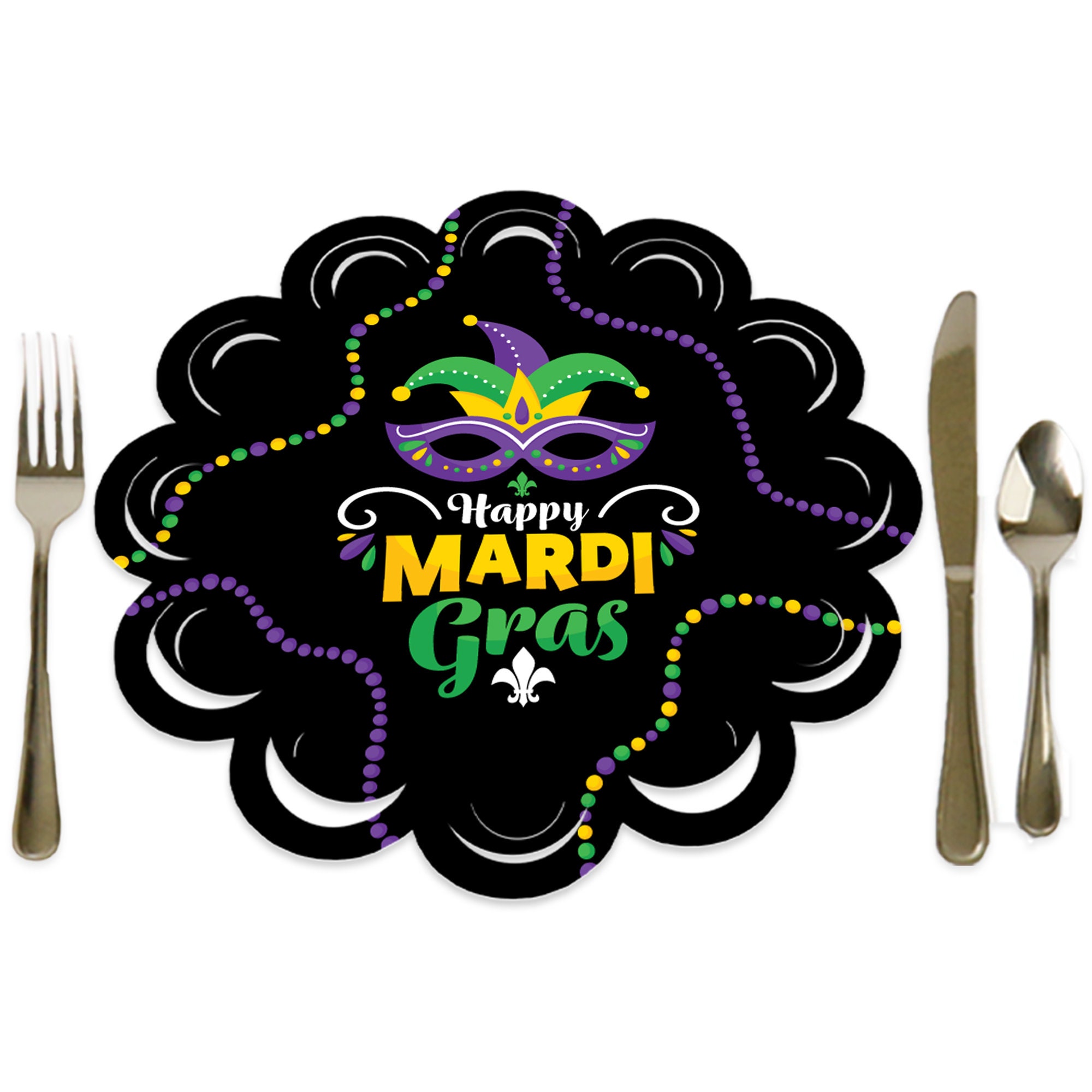 Colorful Mardi Gras Mask Masquerade Party Round Table Decorations Paper Chargers Place Setting For 12