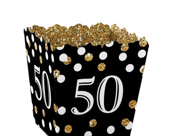 Adult 50th Birthday - Gold - Party Mini Favor Boxes - Birthday Party Treat Candy Boxes - Set of 12