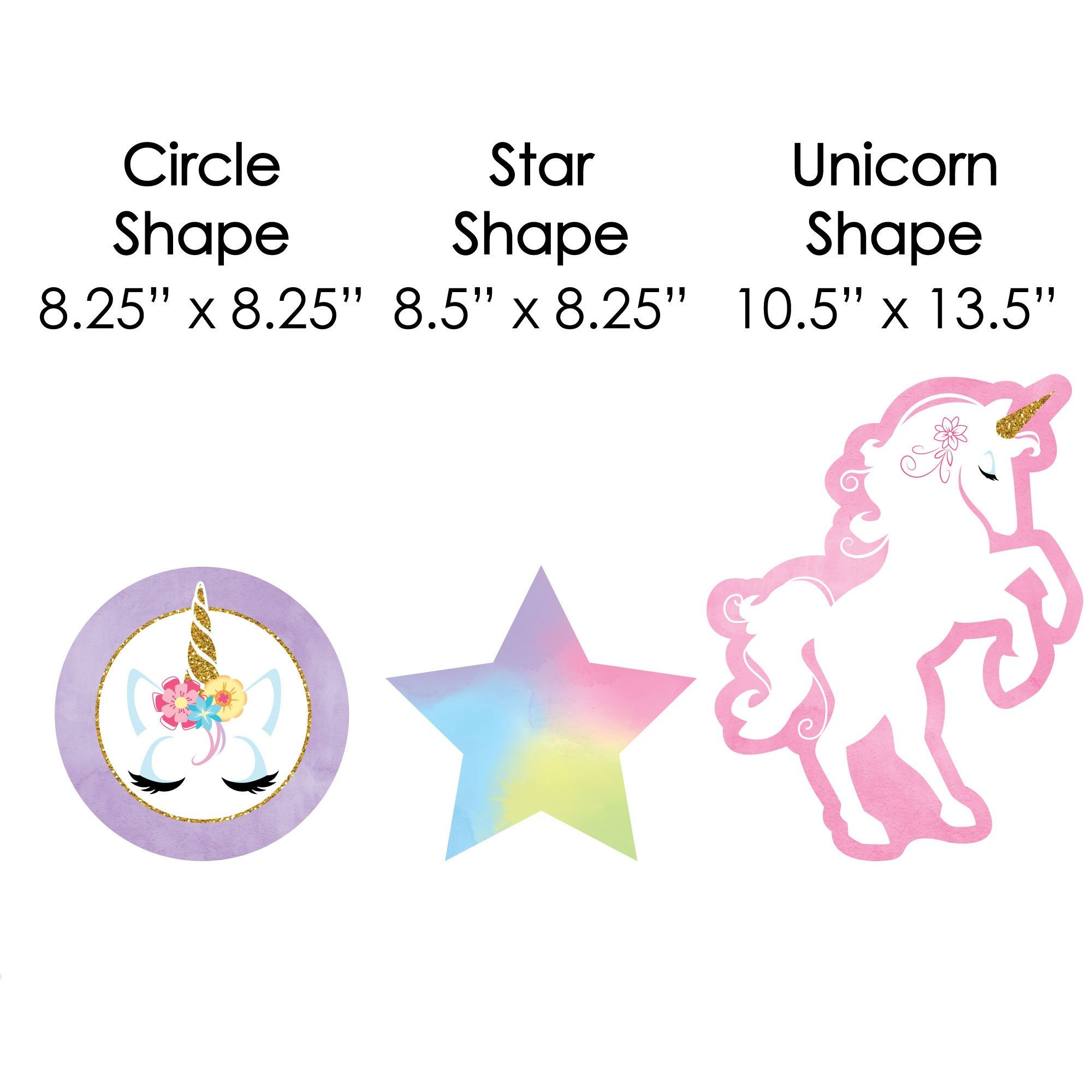 Rainbow Unicorn - Star and Unicorn Lawn Decor - Outdoor Magical Unicorn Baby Shower or Birthday Party Yard Decor - 10 ct