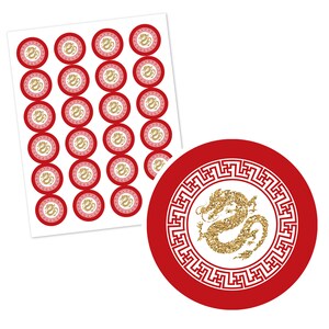 Chinese New Year 2024 Year of the Dragon Circle Sticker Labels 24 Count image 2
