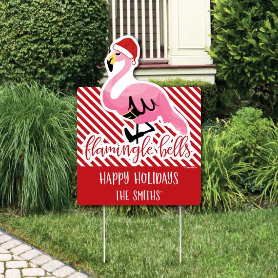 Flamingle Welcome Yard Sign - Tropical Christmas Outdoor Lawn