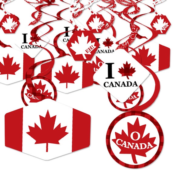 Canada Day - Hanging Party Supplies - Canadian Party Paper Party Decorations - Party Decor Swirls - Set of 40 Il_570xn