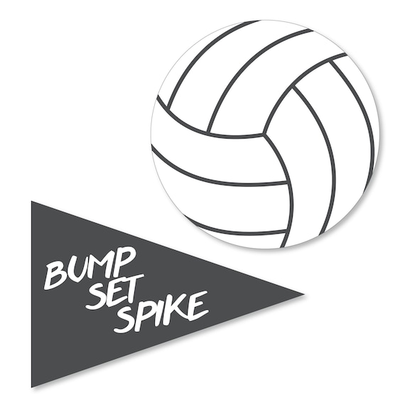 24 pc. Small Bump, Set, Spike Volleyball DIY Shaped Paper Cut Outs