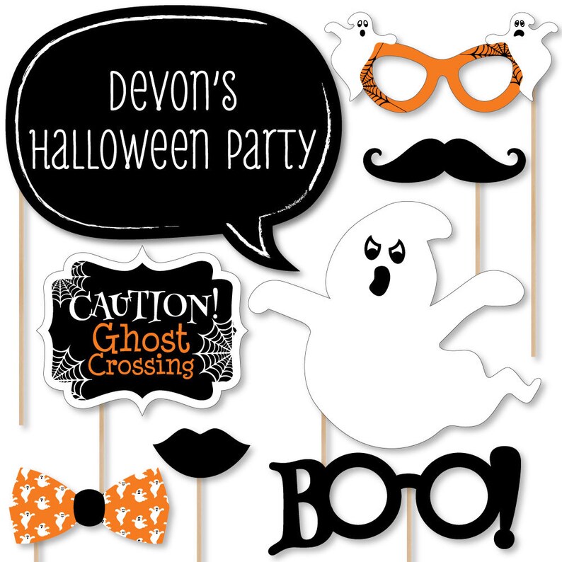 Spooky Ghost Photo Booth Props Halloween Party Prop Kit With Etsy