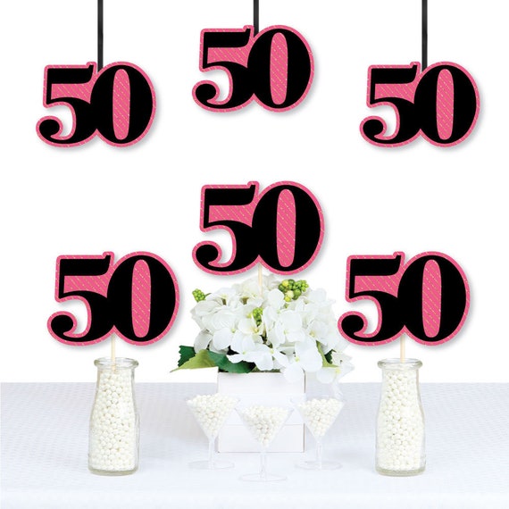 Chic 50th Birthday - Pink, Black, and Gold - DIY Birthday Decorations Party Essentials - 20 Count Il_570xn