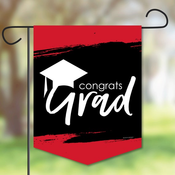 Red Grad - Best is Yet to Come - Outdoor Lawn and Yard Home Decorations - Red Graduation Party Garden Flag - 12 x 15.25 inches Il_570xn