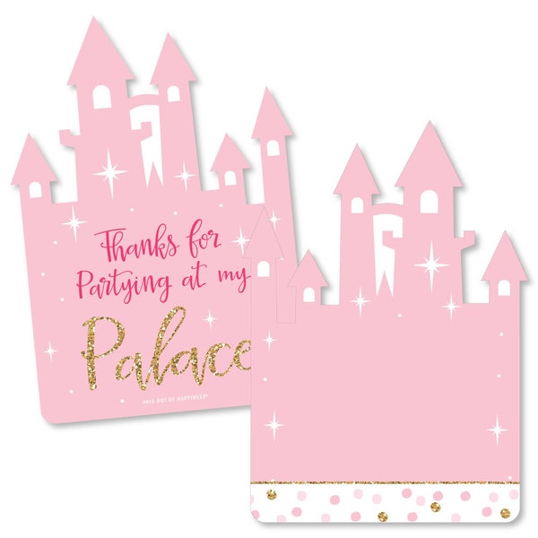 Little Princess Crown - Shaped Thank You Cards - Princess Baby Shower or Birthday Party Thank You Note Cards with Envelopes - Set of 12