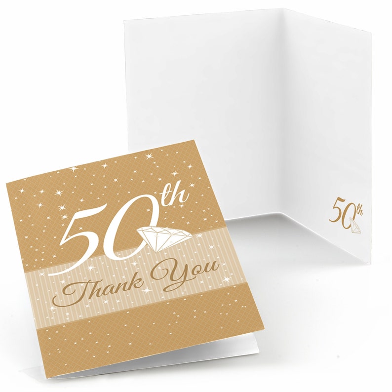 50th Anniversary Thank You Cards Golden Wedding Anniversary Etsy