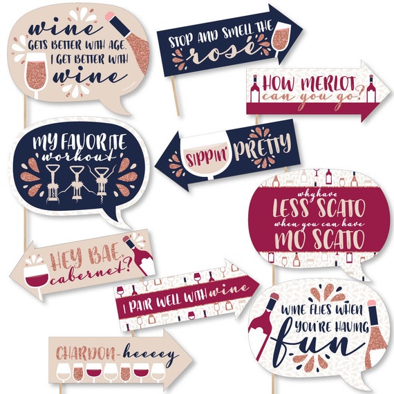 But First Printed on Sturdy Material Wine Personalized Wine Tasting Party Selfie Photo Booth Picture Frame and Props
