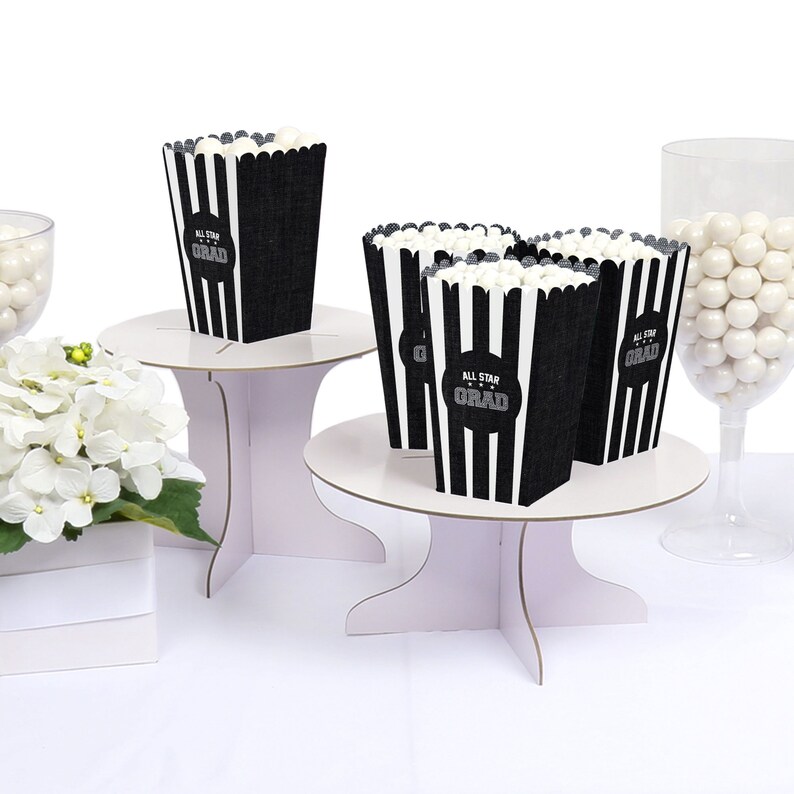 Personalized Graduation Popcorn Favor Treat Boxes Set of 12 All Star Grad