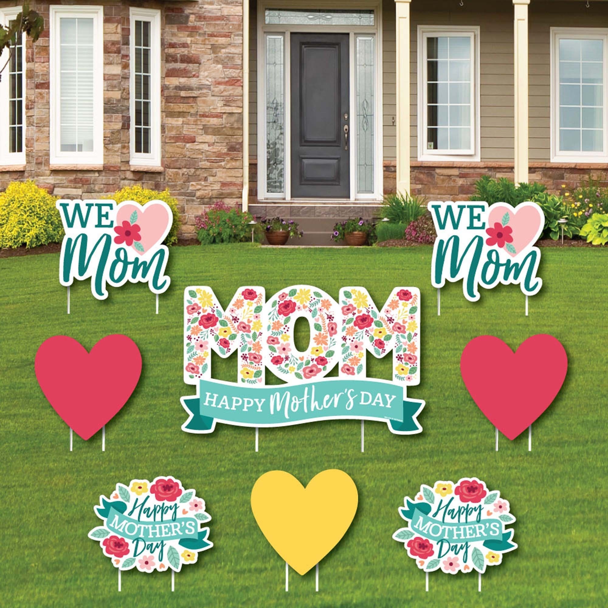 Happy Mother's Day Yard Sign Cutout Flower Circular